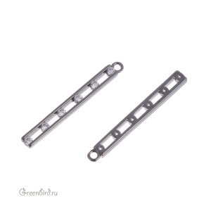 Подвеска-коннектор с фианитами "Разделитель", gunmetal, 1 шт. (#SVA-FIAN-050T)