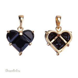 Подвеска "Сердце" с фианитами, золото, Jet (#SVA-FIAN-046G)