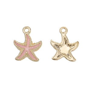 Подвеска с эмалью "Морская звезда", золото, розовый, 1 шт. (#CN-PN-020)
