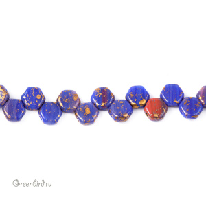 Honeycomb bead 6mm, Hodge Podge Blue Splash, 30 шт. (#99995/94401)
