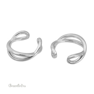 Кафф-колечко "Петля", родий, 1 шт. (#SV1701-K12)