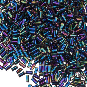 MIYUKI Bugle 3mm – Metallic Variegated Blue Iris (#455)