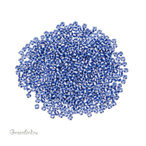 Винтажный полосатый бисер, круглый 12/0, Wht/Blue Stripes (#531)