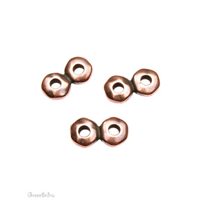 Коннектор-спейсер "Наггет двойной", ант. медь, 1 шт. (#TC-3163)