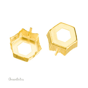 4699 Оправа для ювелирного кристалла Prismatic Hexagon Fancy Stone 20х22,9 мм, золото 