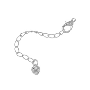 Замок-лобстер "Сердечко" с удлинителем, родий, 1 шт. (#CN-JS-004R)