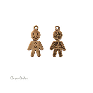 JBB Подвеска "Пряничный мальчик", ант. латунь (JB-7486)