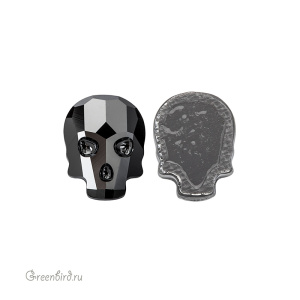 2856 Кристалл горячей фиксации Skull 10x7,5 мм – Jet/Hematite (#280HEM), 1 шт.