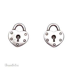 Подвеска "Замок-сердце", ант. серебро, 1 шт. (#TC-2290)