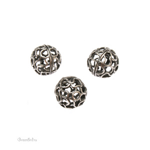 JBB Бусина "Кружево" 11 мм, ант. серебро (AS8327)