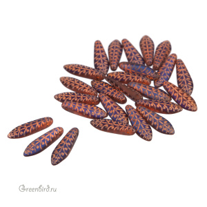 Glass Daggers 5x16mm, Orange Transparent Lsr Matte Rye, 1 шт. (#90030/22273RY)