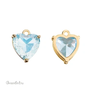 Подвеска "Сердце" 12,5 мм, фианит Aqua Blue, золото, 1 шт. (#SVA-FIAN-083G)