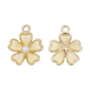 Подвеска "Цветок", жемчуг, золото, желтый, 1 шт. (#CN-PN-062)