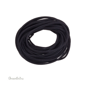 Шнур из искусственной замши 3 мм, черный, 3 метра (#SV1701-CRD-02)