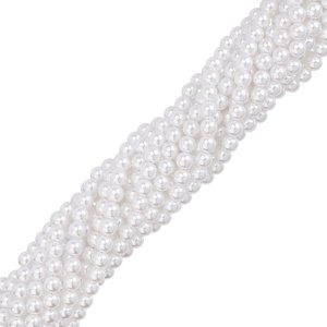 Жемчуг 6 мм, пластик, White, нить (#CN-PRL-013)