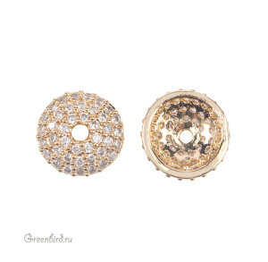 Шапочка с фианитами, золото, 1 шт. (#SVAC-13G)