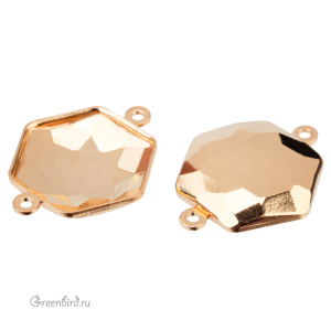 NEW 4683 Оправа-коннектор для Thin Hexagon Fancy Stone 14х15,8 мм, томпак/золото