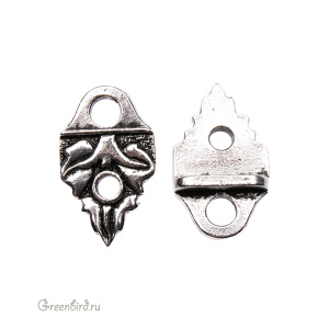 Концевик под заклепку "Лист" ант. серебро (#TC-3177)