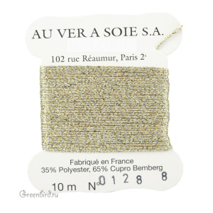 Металлизированная нить Tresse #8 AVAS, меланж желтый/серебро, 10 м (#8-128)