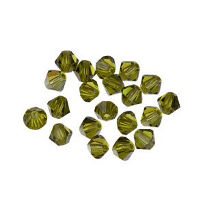 Бусины биконусы Preciosa 4mm – Olivine, уп.20 шт. (#50230)