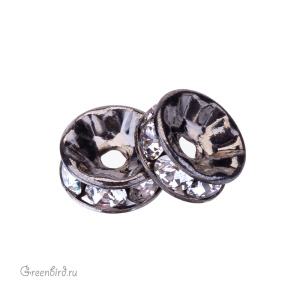 77508 Rondelle 1028 PP24 — Crystal, gunmetal (#001)