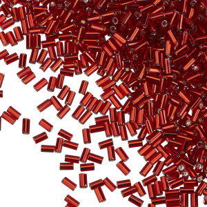 Бисер TOHO Bugle стеклярус 3 мм – Внутреннее серебрение Ruby (#25C), 10 г