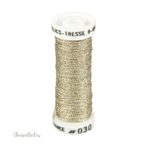 Металлизированная нить Tresse #8 AVAS, светлое золото, 10 м (#8-030)