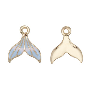 Подвеска с эмалью "Лепесток", золото, голубой, 1 шт. (#CN-PN-068)