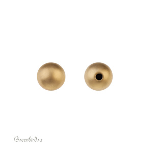 Бусина для вклеивания круглая 6 мм, матовое золото, 6 шт. (9B284), Корея