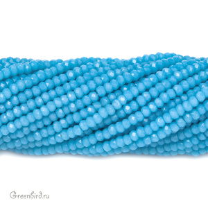 Бусины граненые рондели "Мини", лазурный, нить (#SVAB142)