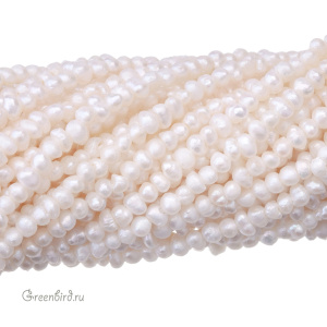 Жемчуг пресноводный барочный 1,7х2 мм, молочный светлый, нить (#4172)