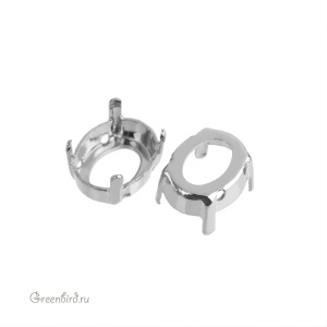 4142 Оправа для Flat Oval Fancy Stone 10х8 мм, томпак/родий