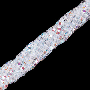 Бусины граненые "Куб" 6 мм, Crystal AB, нить (#SVA-BEAD-350)