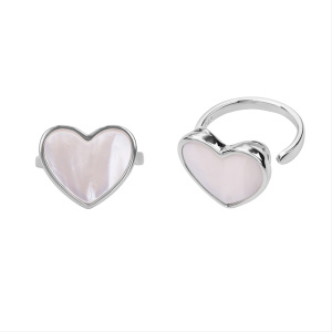 Кольцо разъемное "Сердце", перламутр, родий (#SV1701-RNG-02R)