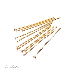 Пины мягкие со шляпкой 20 мм, золото, 10 шт. (9B103), Корея