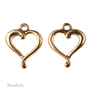 Подвеска "Лебединое сердце", ант. золото, 1 шт. (#6075-26)