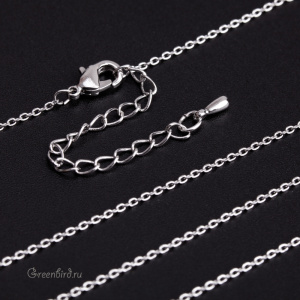 Цепочка с замочком 42 см, родий, 1 шт. (9B616), Корея