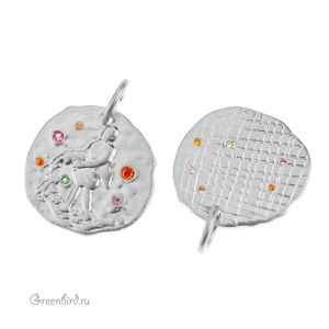 Подвеска с цветными фианитами "Зодиак - Водолей", родий, 1 шт. (#SVA-ZOD-11R)