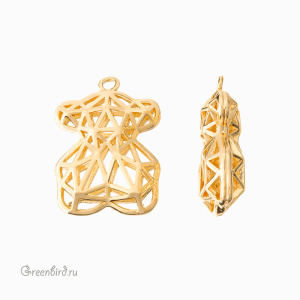 Подвеска "Ажурный мишка", золото, 1 шт. (#SVA-BASE-035G)