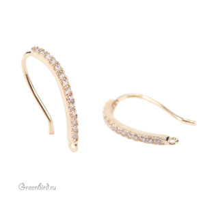 Швензы-крючки с фианитами, золото, пара (SVAE-111G)