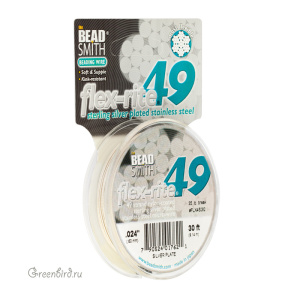 Тросик Flex-Rite 49 – 0,6 мм, Silver Plate, 30 фт #FLX45082