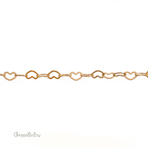 Цепочка фигурная "Сердечки", золото, 10 см (9A153), Корея