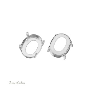 4142 Оправа для ювелирного кристалла Flat Oval Fancy Stone 14х10,5 мм, белая бронза