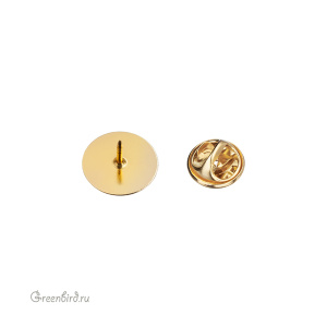 Основа для значка-пина 15 мм, золото, 1 шт. (#PIN_1)