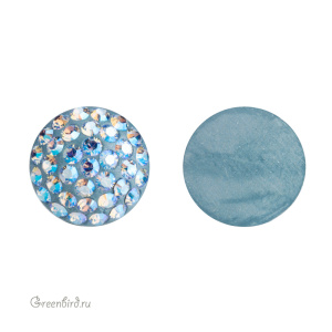 Swarovski 86601 Кабошон с кристальным паве 12 мм, светлый сапфир с мерцанием (#211SHIM), 1 шт.