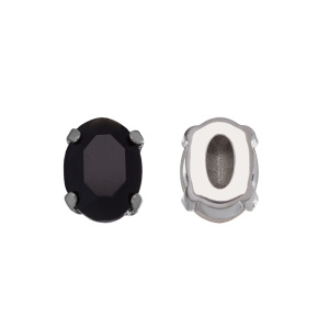 Кристалл в оправе 4120C 8x6 мм Crystalbird - Jet (#280), родий, 8 шт. (#CBCS-0080)