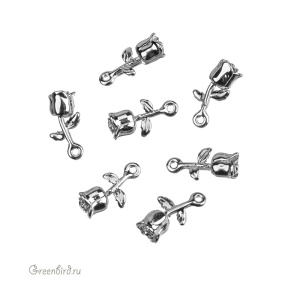 Подвеска "Роза", родий, 1 шт. (#SV1701-Pendant-77R)