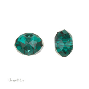 Swarovski 5040 Бусина Бриолетт 6х4 мм, изумруд (#205), 1 шт.