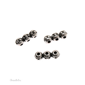 Коннектор "Бусинки", ант. серебро, 1 шт. (#TC-3147)