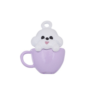 Подвеска "Щеночек в кружке", фиолетовой, 1 шт. (#CN-PN-208)